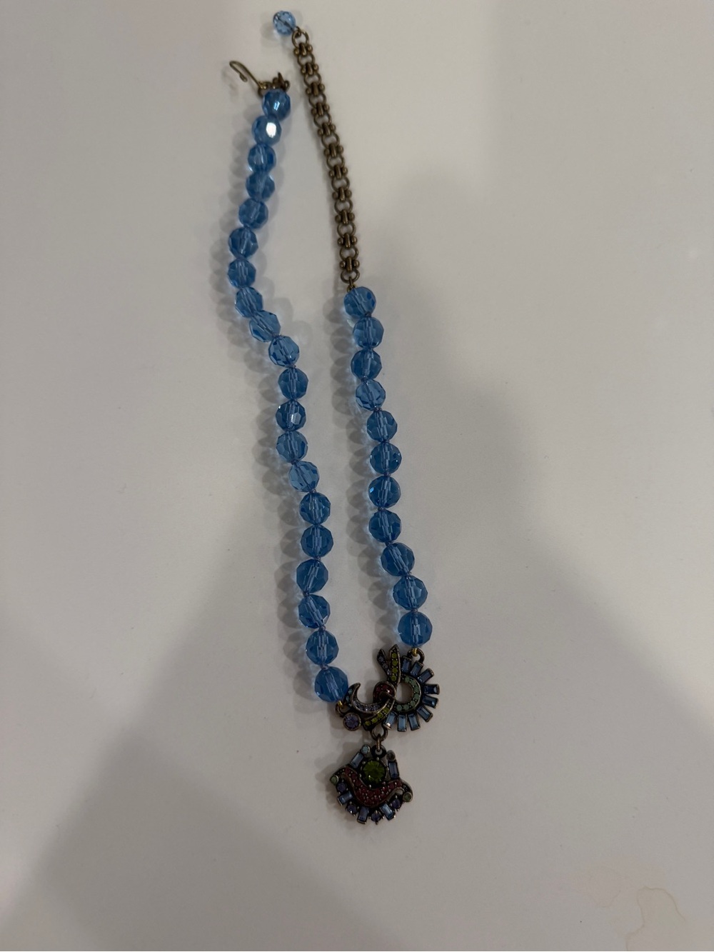 Vintage Heidi Daus - Blue Beaded Pendant Necklace